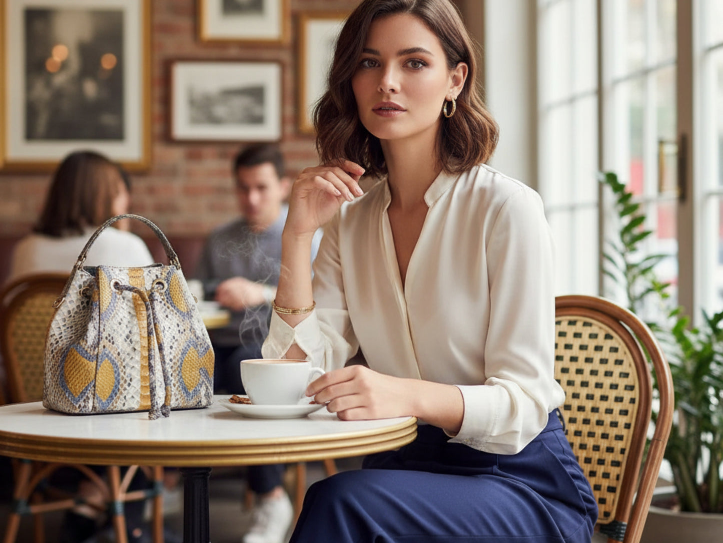 Genuine Python Snakeskin Bucket Bag: Handcrafted Exotic Leather Shoulder Purse for Women