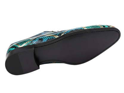 Genuine Python Snakeskin Oxford Shoes for Men: Handmade Multicolor Dress Shoes