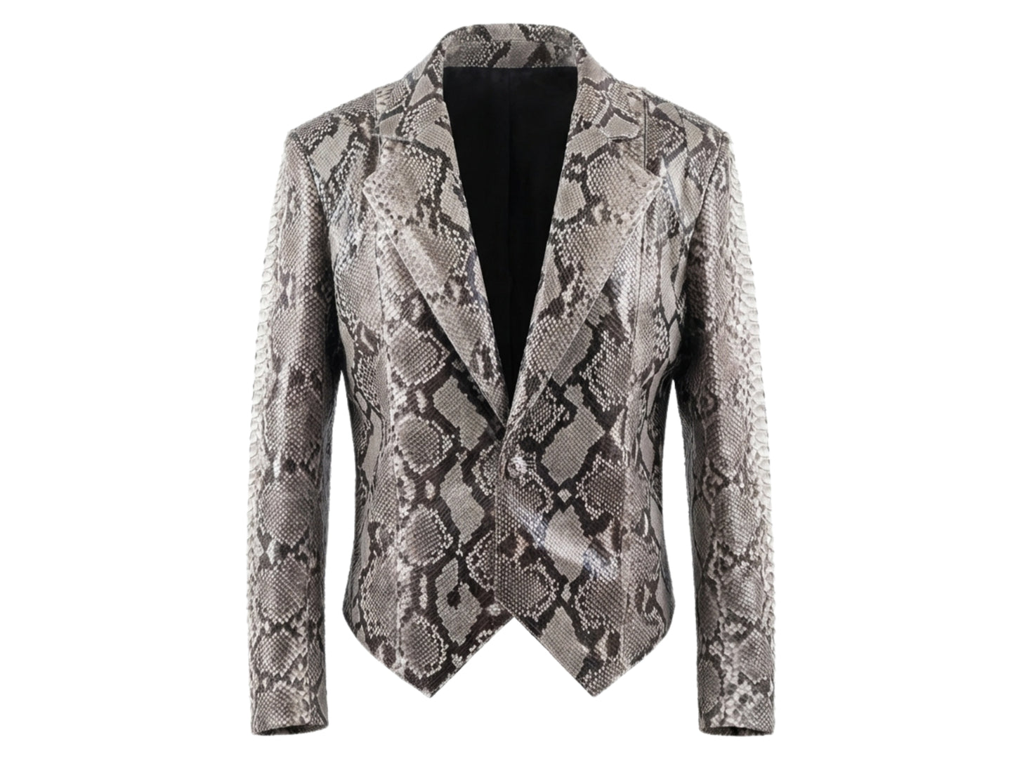 Genuine Python Snakeskin Suit Set | Natural Gray Leather Blazer & Pants