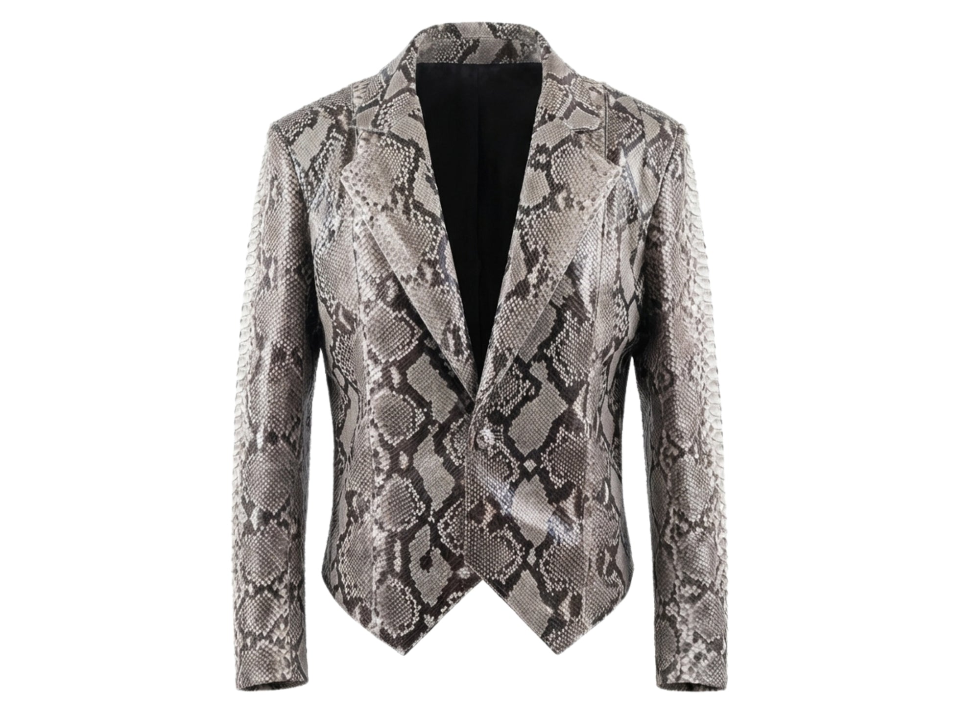 Genuine Python Snakeskin Suit Set | Natural Gray Leather Blazer & Pants