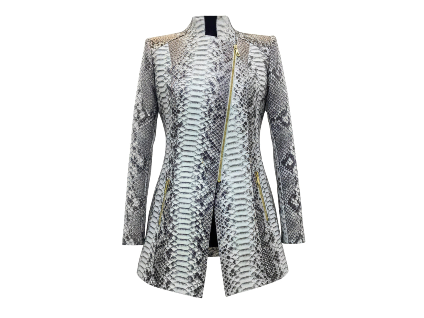 Genuine Python Snakeskin Jacket: Asymmetrical Zip