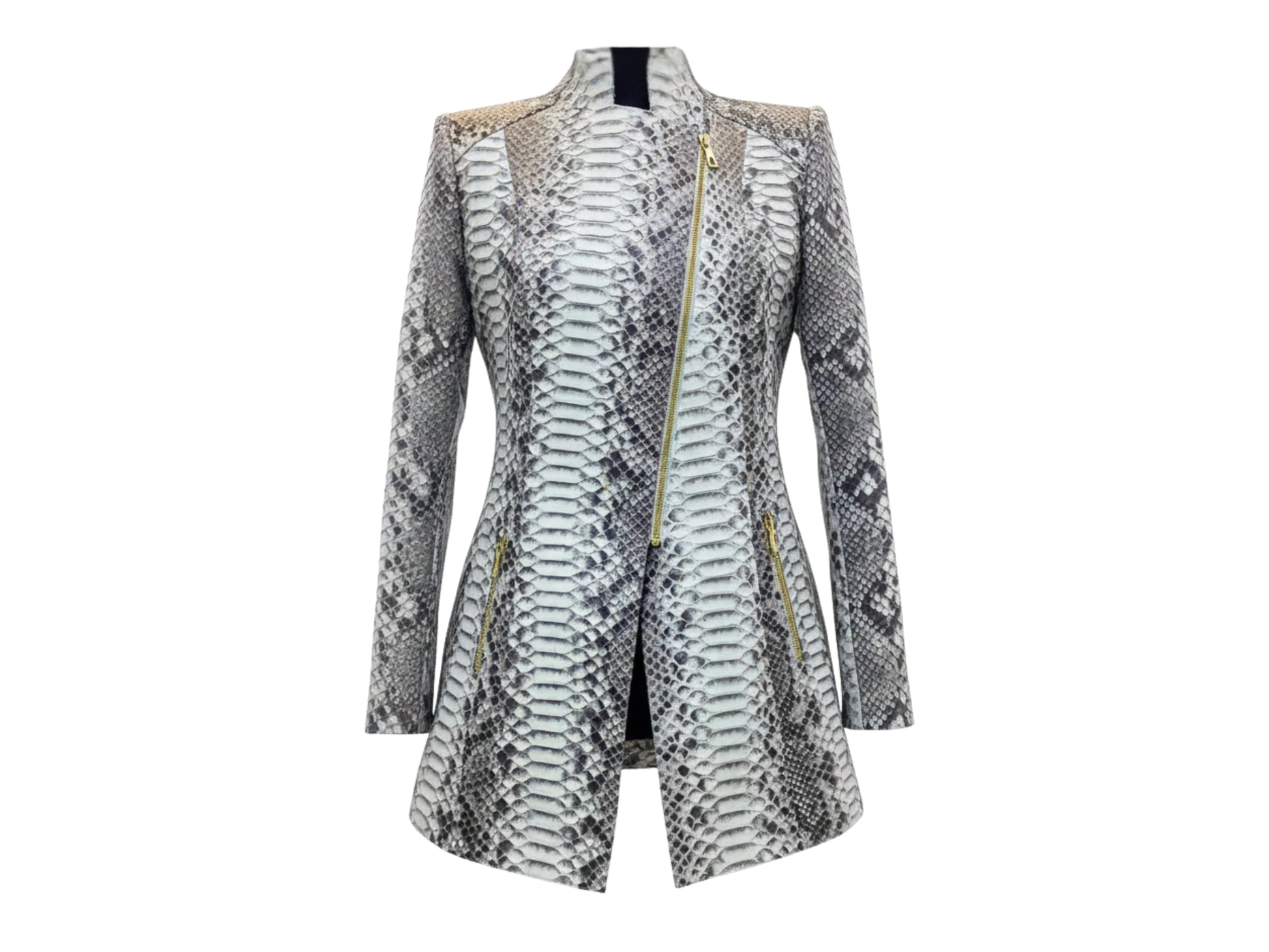 Genuine Python Snakeskin Jacket: Asymmetrical Zip