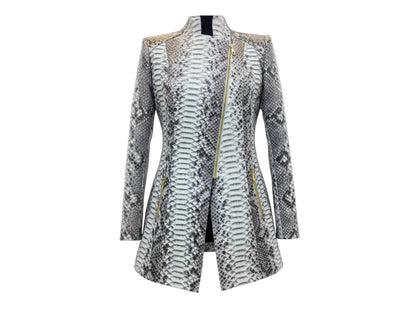 Genuine Python Snakeskin Jacket: Asymmetrical Zip