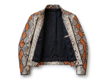 Multi Orange Python Snakeskin Jacket