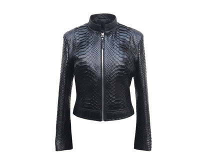 Genuine Python Snakeskin Women Biker Jacket