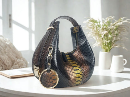 Half Moon Snakeskin Purse - multi color