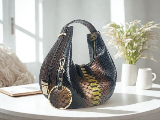 Half Moon Snakeskin Purse - multi color