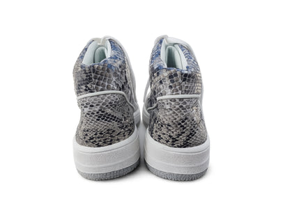 Natural Gray Python Snakeskin Leather High-Top Sneakers