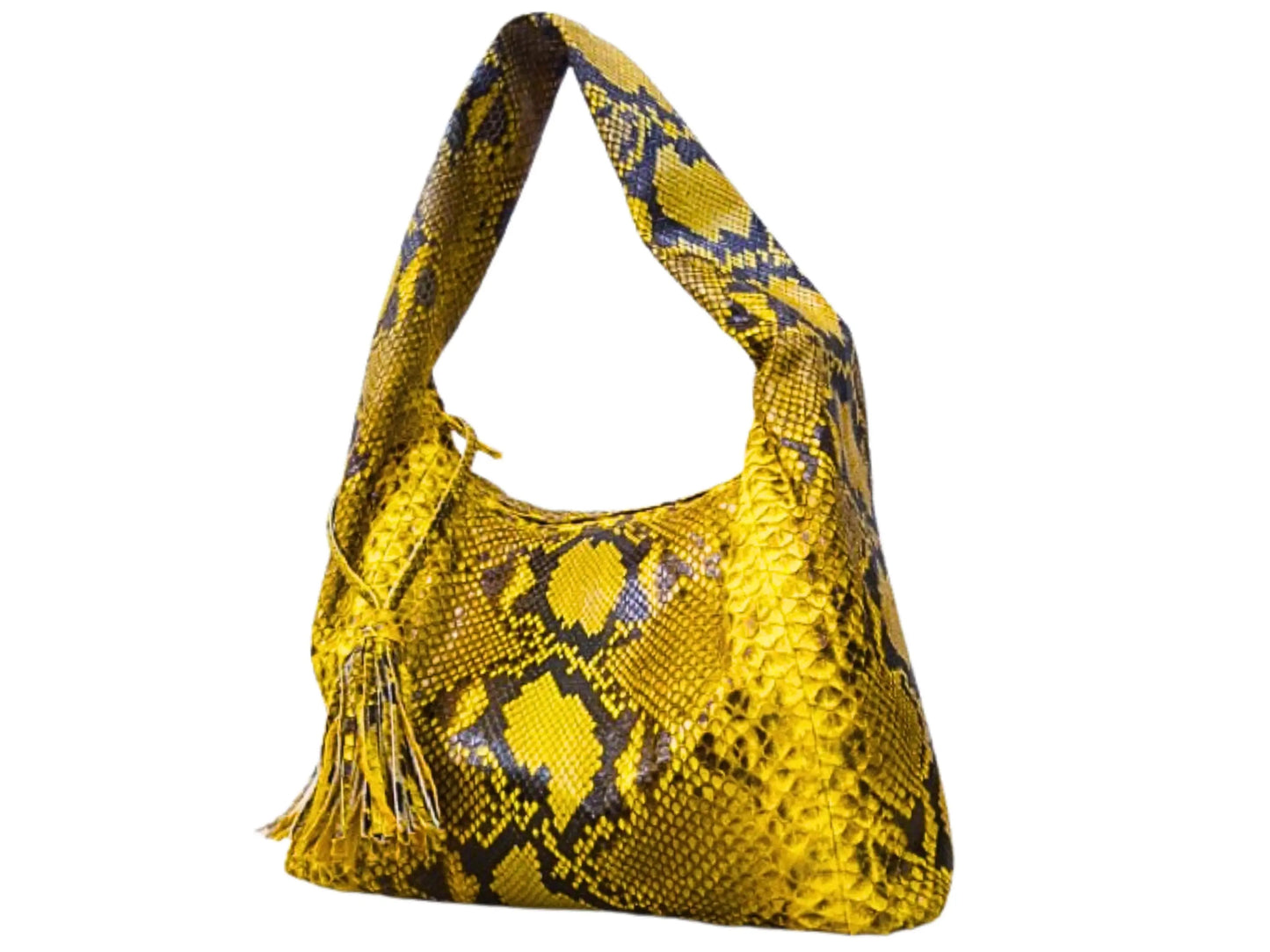 Snakeskin Hobo Handbag- Yellow- Python Jacket by LFM Fashion