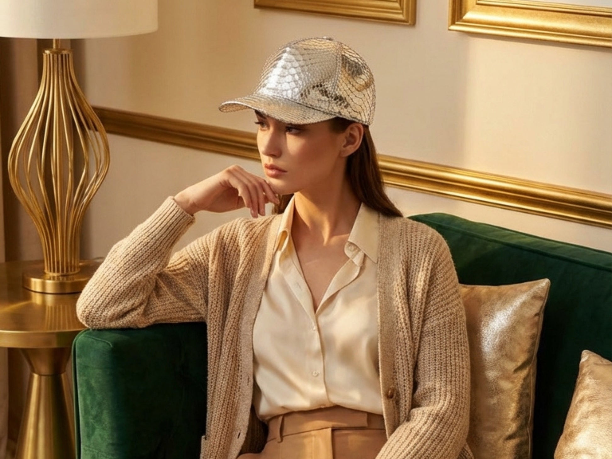 Metallic Silver & Gold Genuine Python Snakeskin Hat