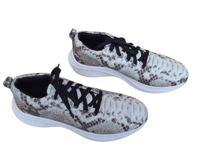 Natural Gray Python Snakeskin Sneakers: Real Exotic Leather Shoes