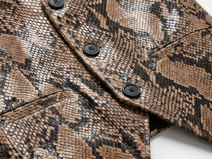 Genuine Python Snakeskin Leather Vest: Exotic Brown Waistcoat