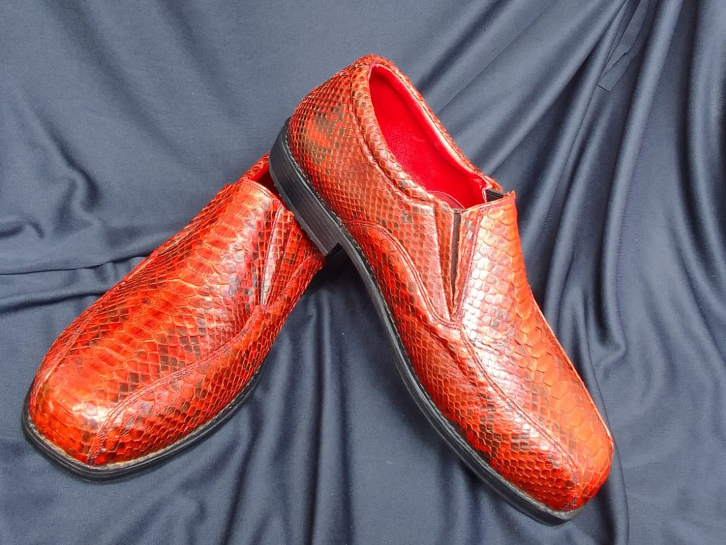 Terra Cotta Genuine Python Snakeskin Men’s Oxford Shoes