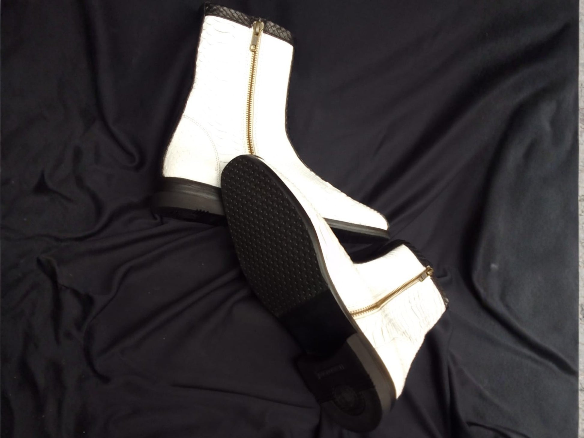 White Python Snakeskin Ankle Boots