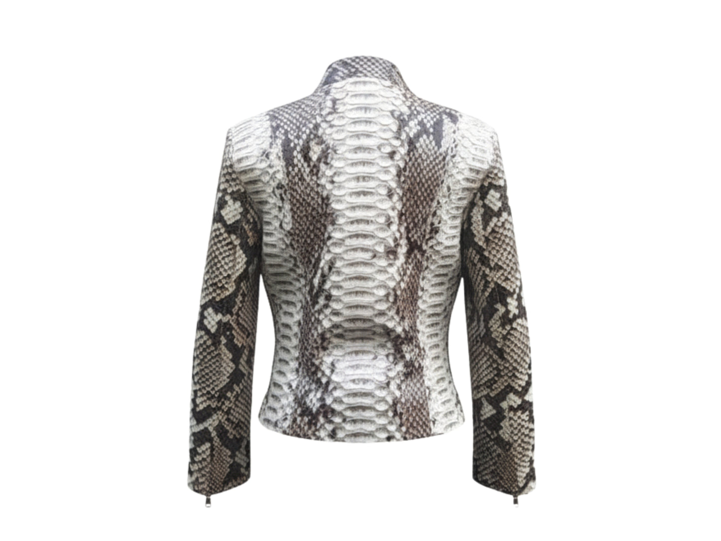 Genuine Python Snakeskin Women Biker Jacket: Real Exotic Zip Up Leather Jackets