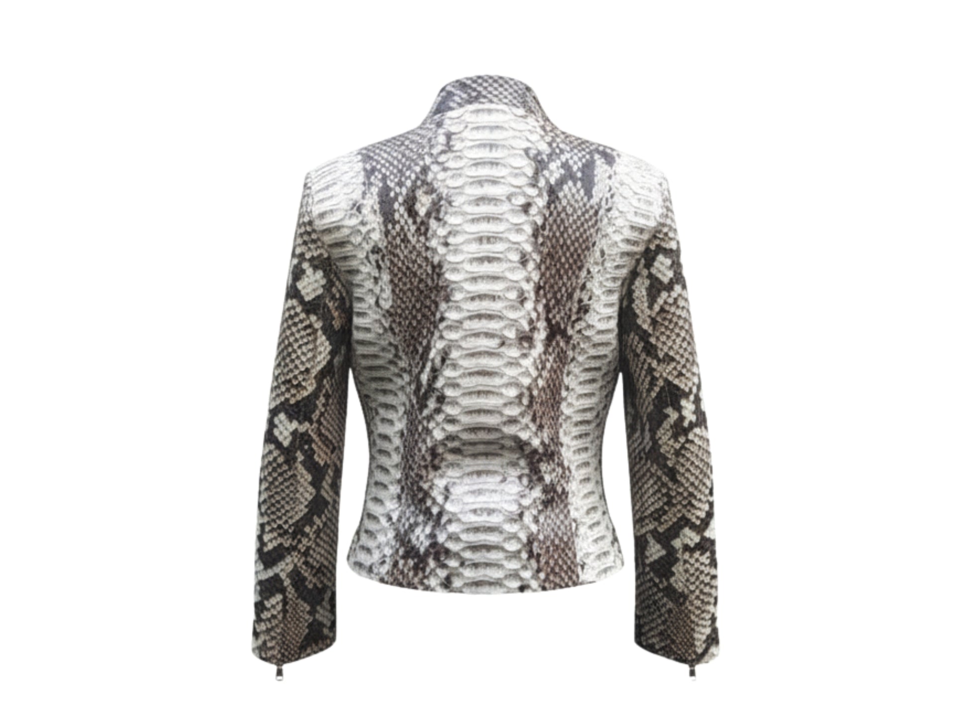 Genuine Python Snakeskin Women Biker Jacket: Real Exotic Zip Up Leather Jackets