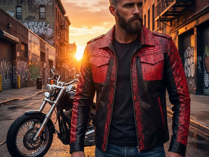 Red Python Snakeskin Jacket