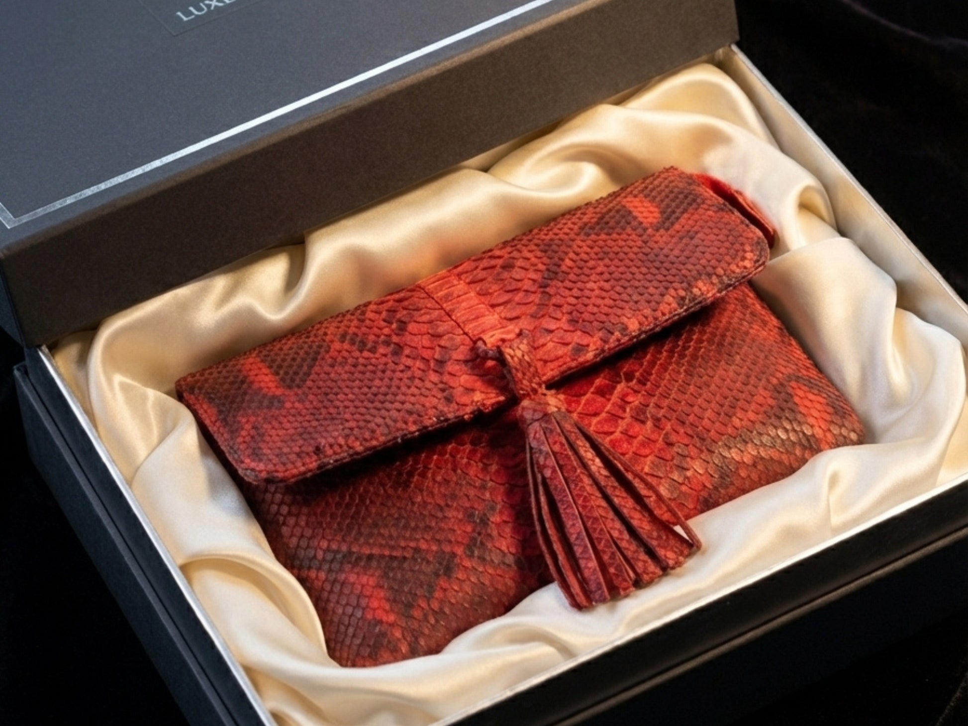 Genuine Python Snakeskin Tassel Clutch