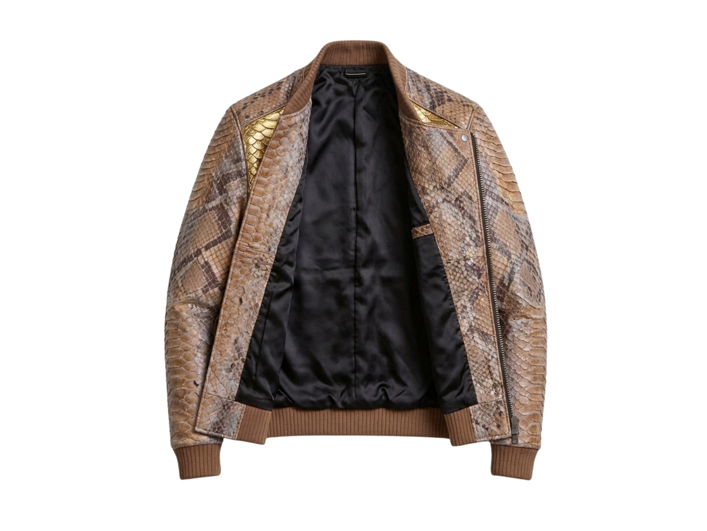Gold Python Snakeskin Biker Jacket