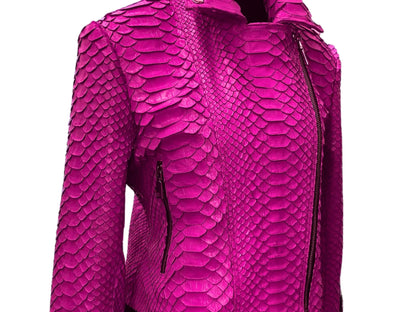 Stylish pink snakeskin jacket made from real python leather.