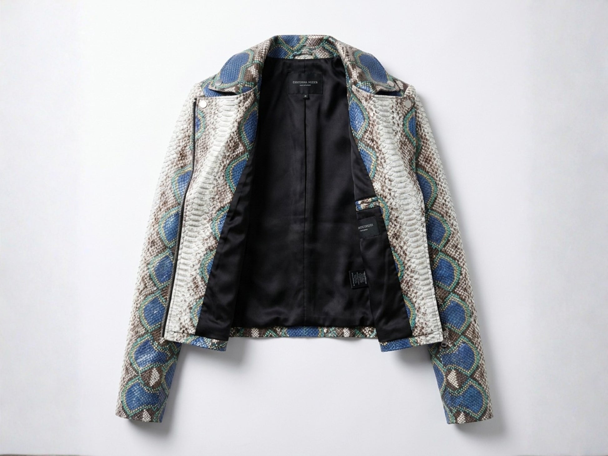 Majestic Blue Python Snakeskin Leather Jacket