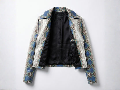 Majestic Blue Python Snakeskin Leather Jacket