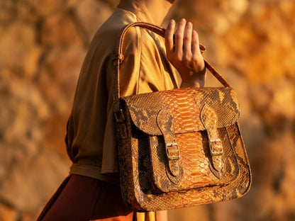 Genuine Python Snakeskin Messenger Bag