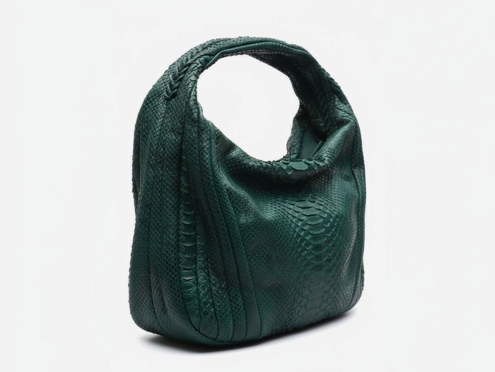 Genuine Python Leather Hobo Bag: Handmade Real Snakeskin Shoulder Bag