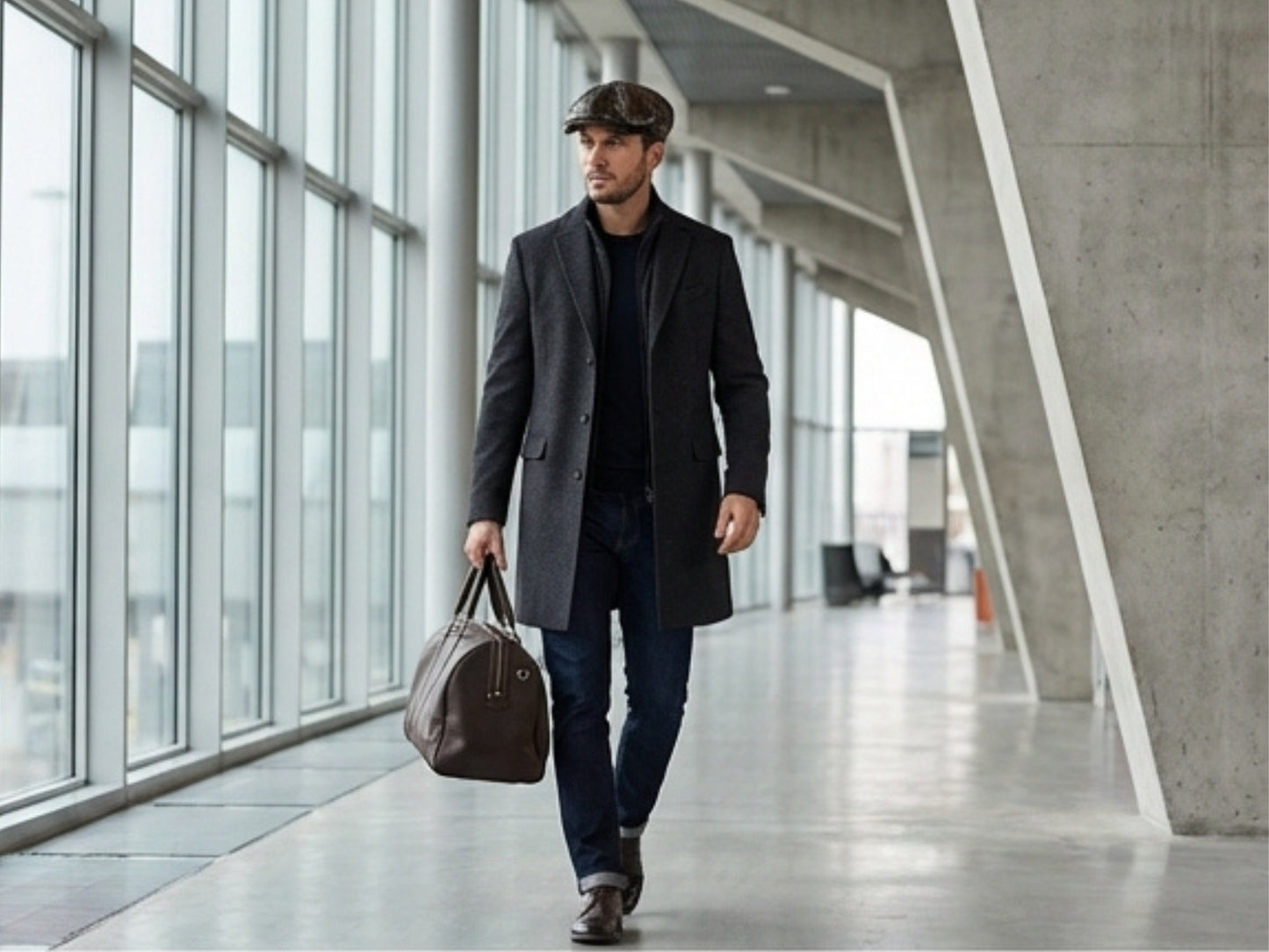 Black Snakeskin Leather Newsboy Caps