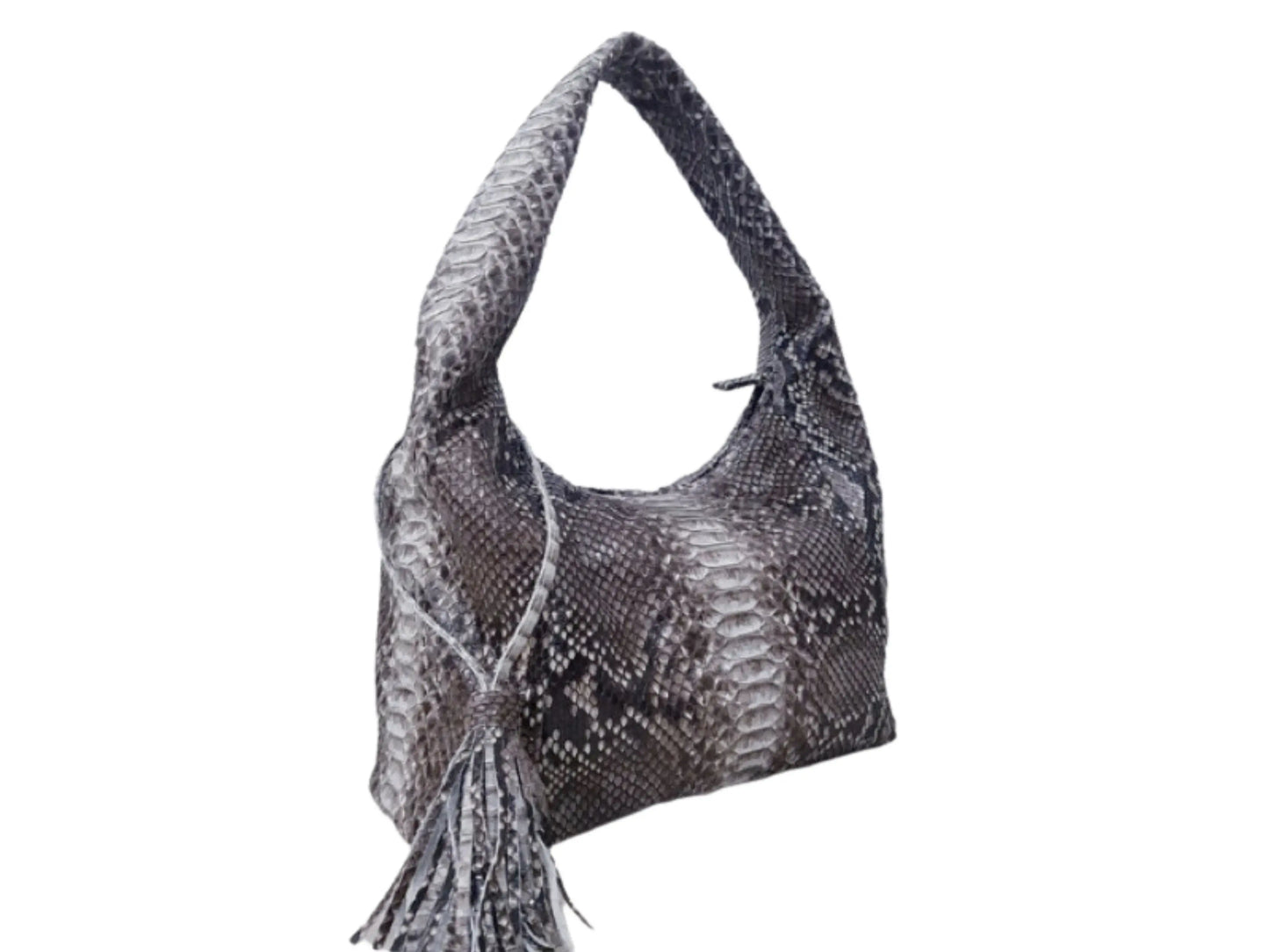 Snakeskin Hobo Handbag- Gray- Python Jacket by LFM Fashion