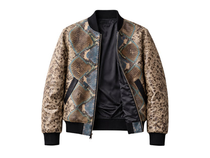 Premium Multi-Color Python Snakeskin Bomber Jacket