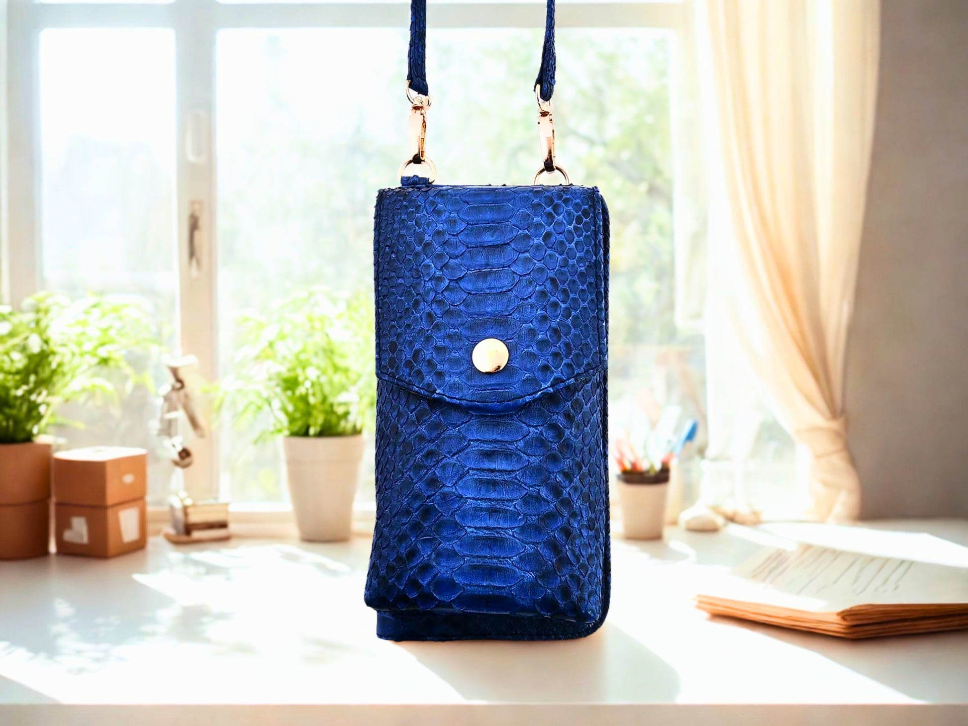 Cell Phone Case Crossbody Wallet Purse - Blue color