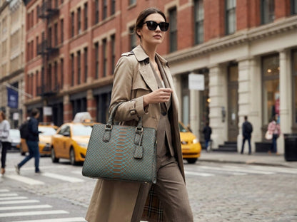 Brown Python Snakeskin Tote Satchel