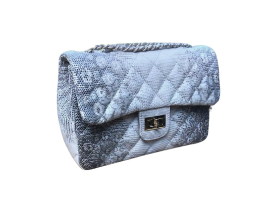 front view of Exotic Quilted Lizard Skin Bag