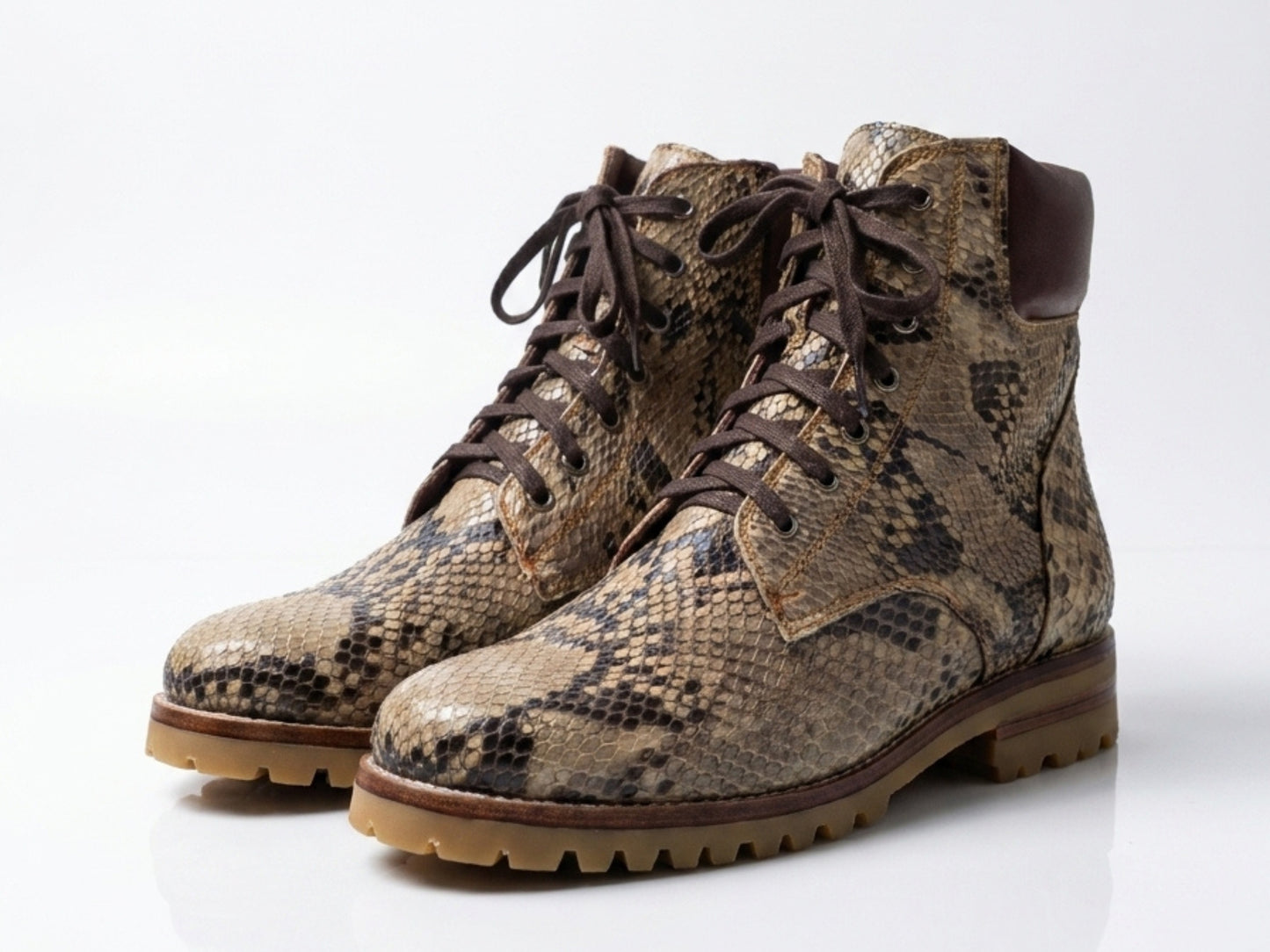 Brown Snakeskin Python Leather Boots