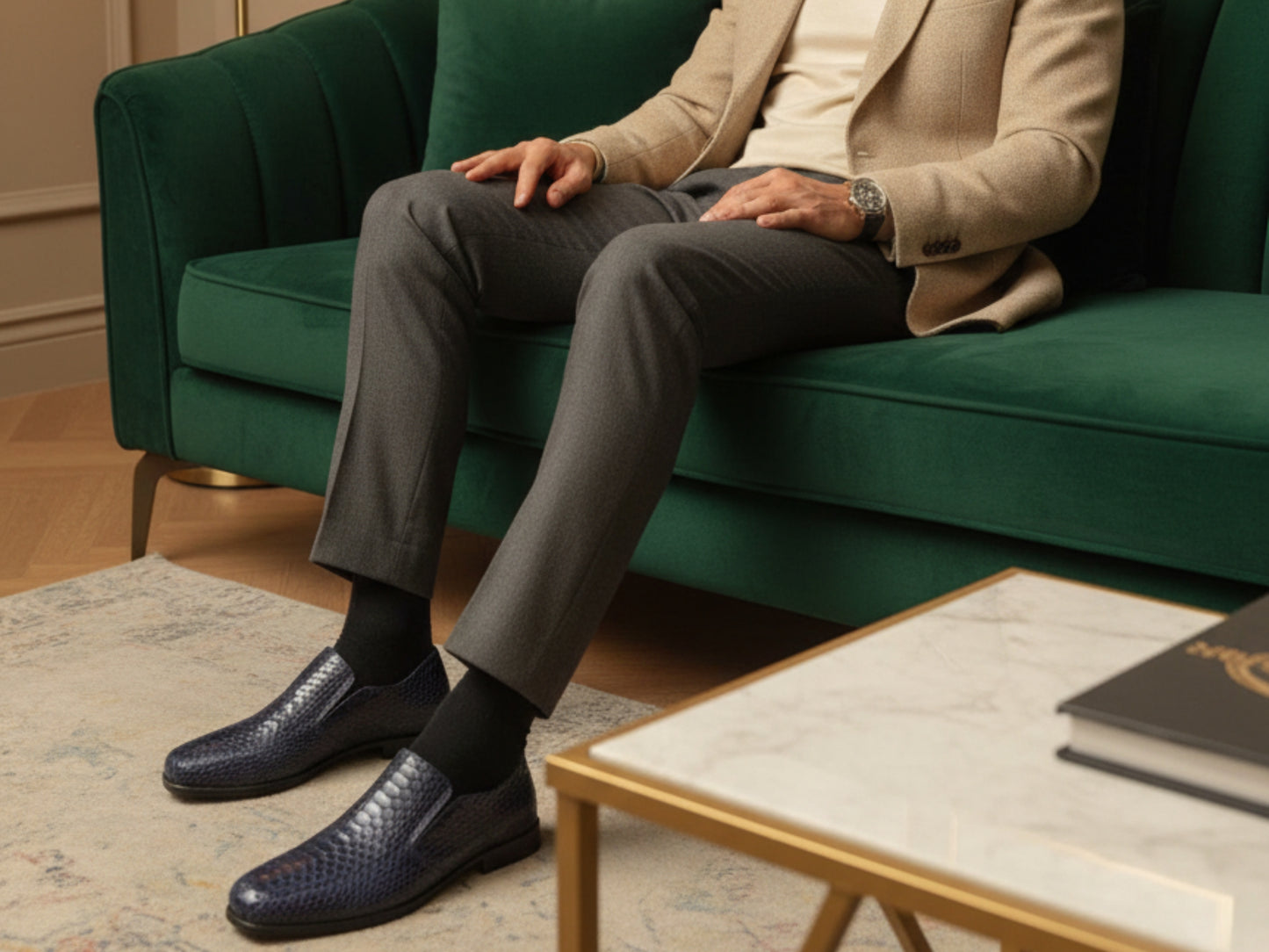 Men Python Snakeskin Oxford Shoes: Handmade Formal Slip-On Loafers