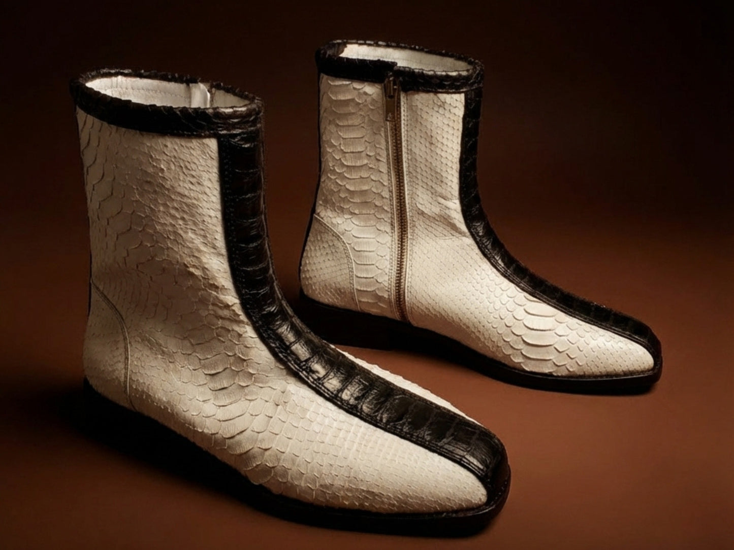 White Python Snakeskin Ankle Boots