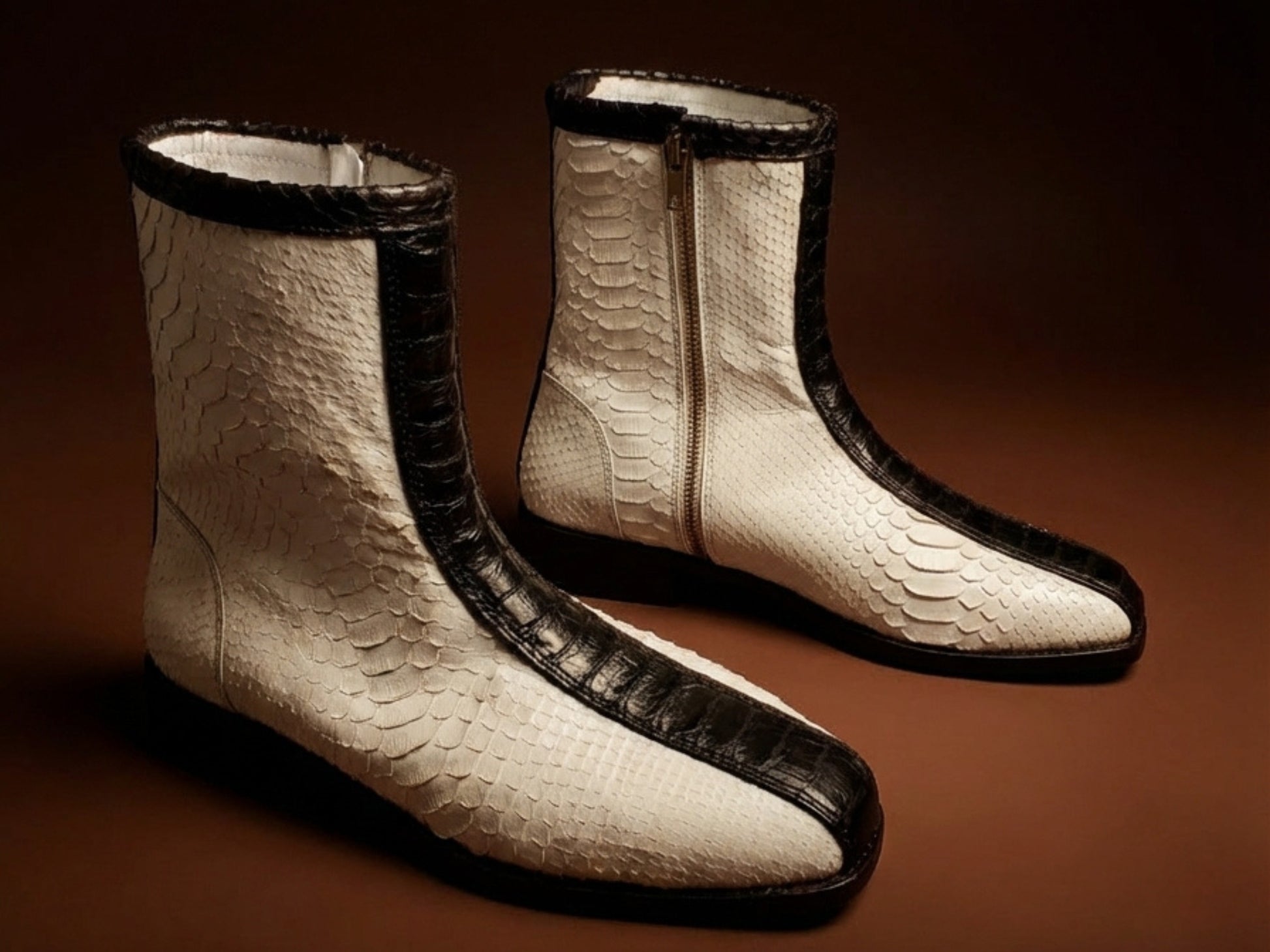 White Python Snakeskin Ankle Boots