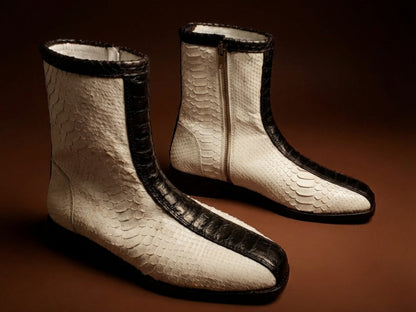 White Python Snakeskin Ankle Boots