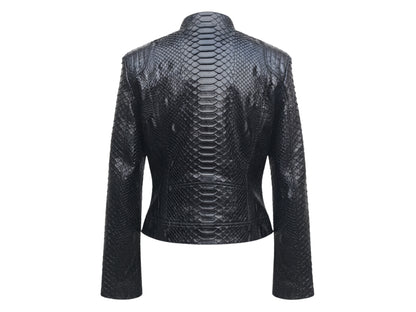 Genuine Python Snakeskin Women Biker Jacket