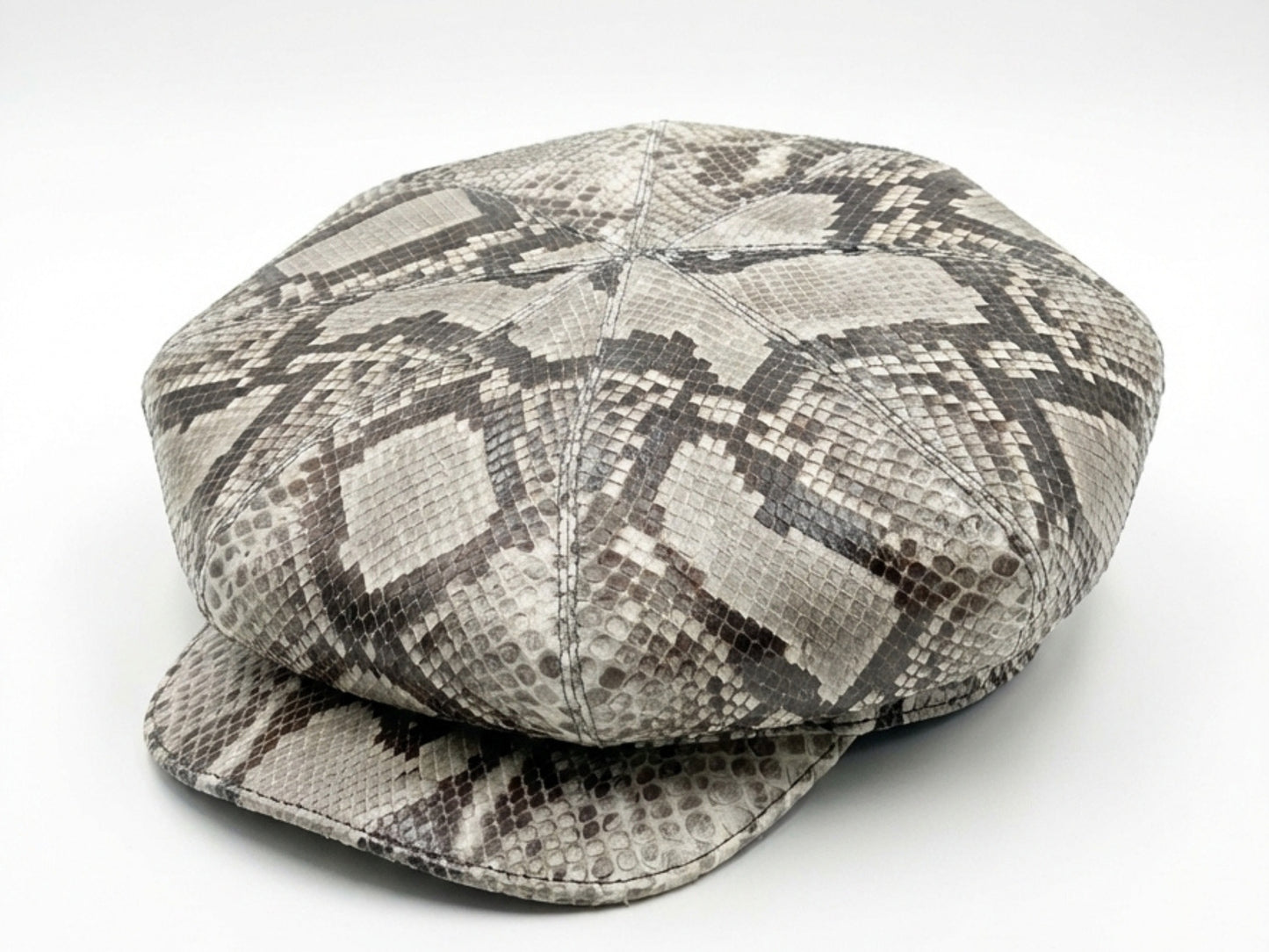 Gray Snakeskin Leather Newsboy Caps
