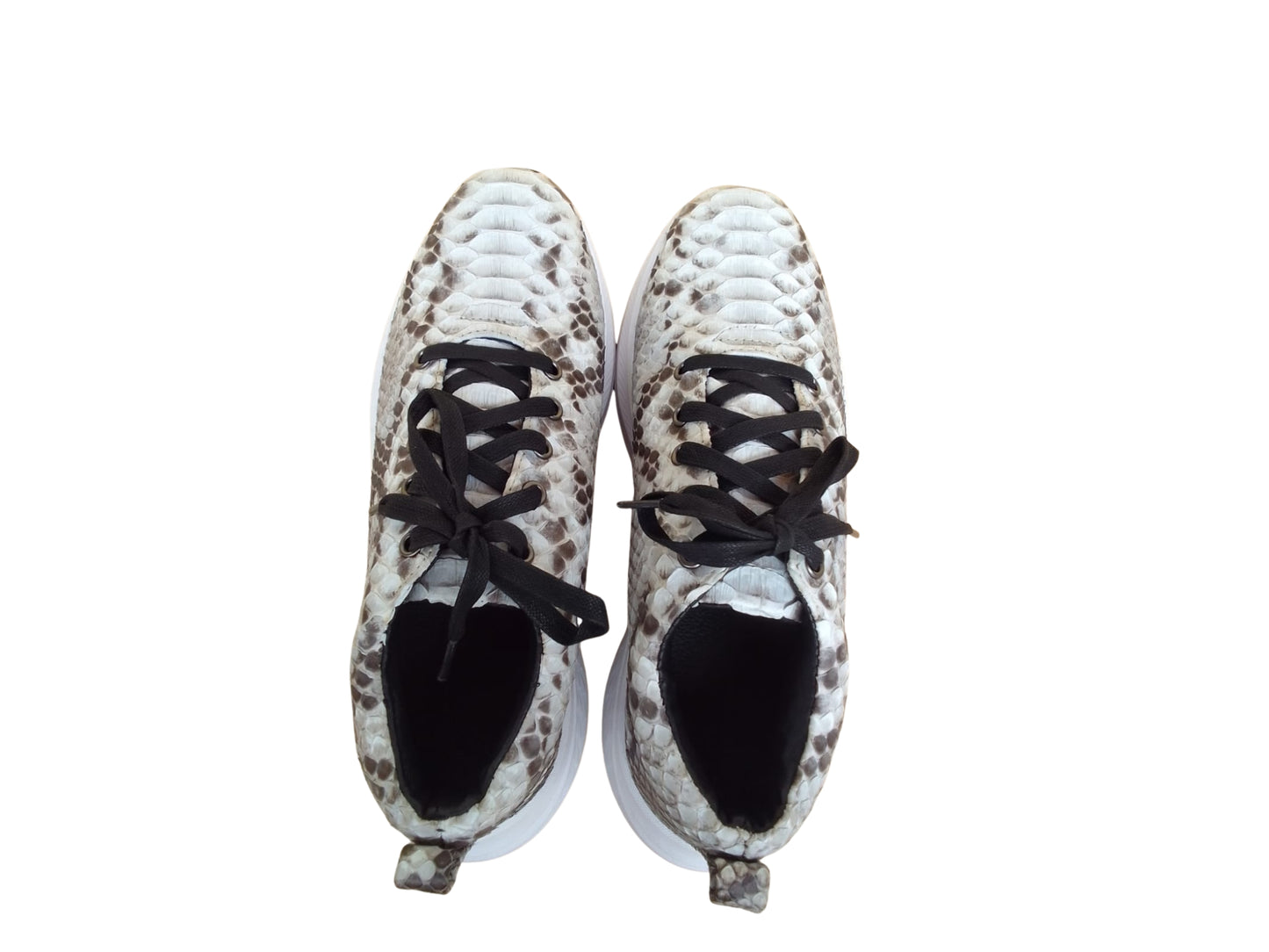 Natural Gray Python Snakeskin Sneakers: Real Exotic Leather Shoes