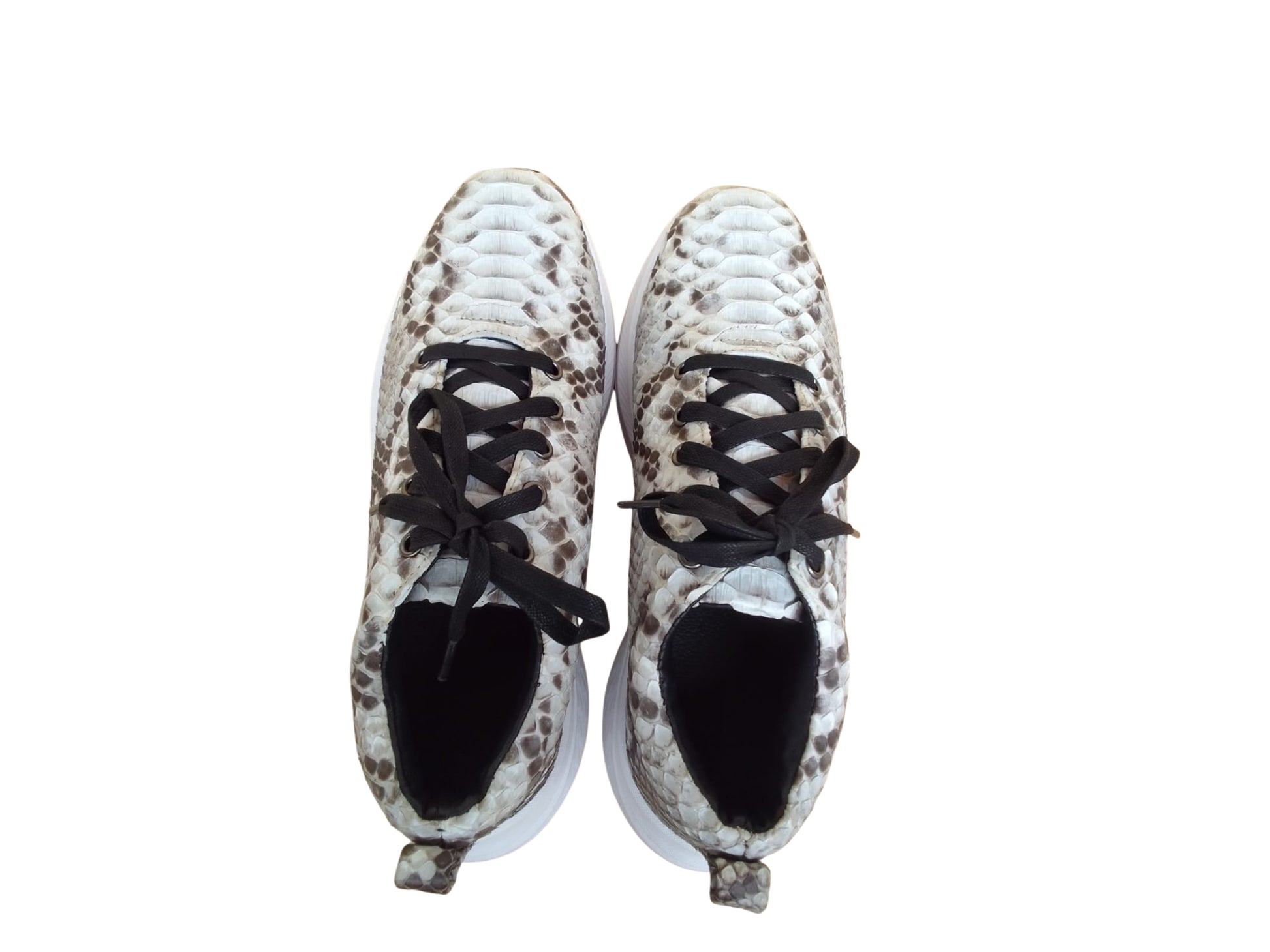Natural Gray Python Snakeskin Sneakers: Real Exotic Leather Shoes