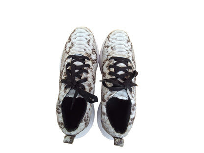 Natural Gray Python Snakeskin Sneakers: Real Exotic Leather Shoes