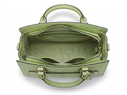 Light Green Python Snakeskin Leather Satchel Tote