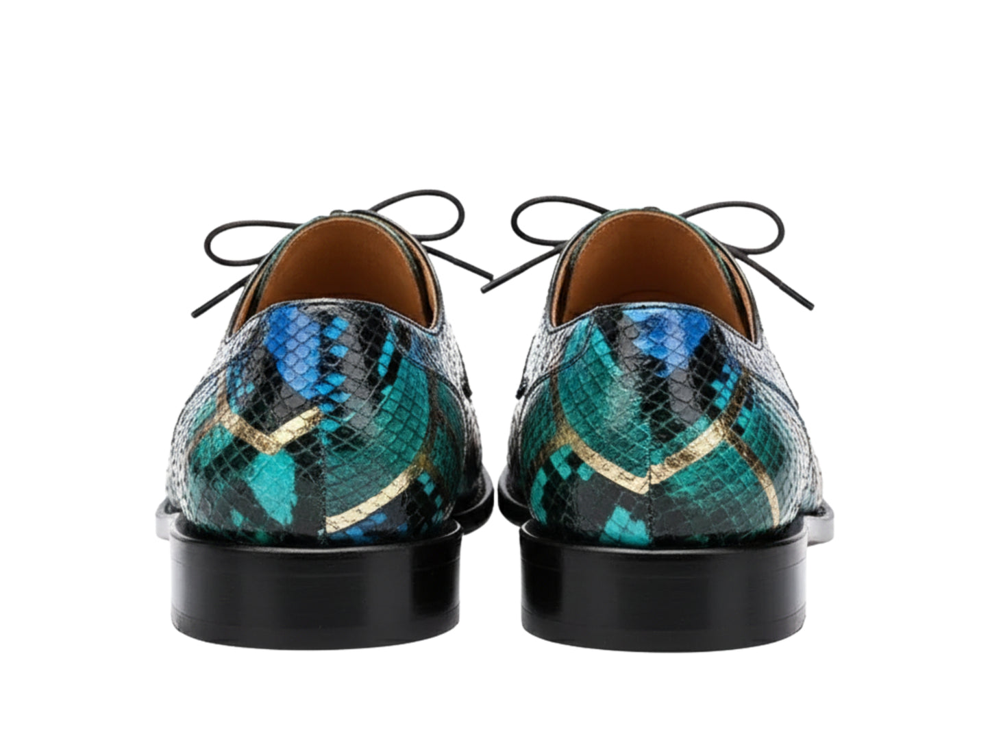 Genuine Python Snakeskin Oxford Shoes for Men: Handmade Multicolor Dress Shoes