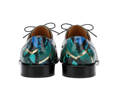 Genuine Python Snakeskin Oxford Shoes for Men: Handmade Multicolor Dress Shoes