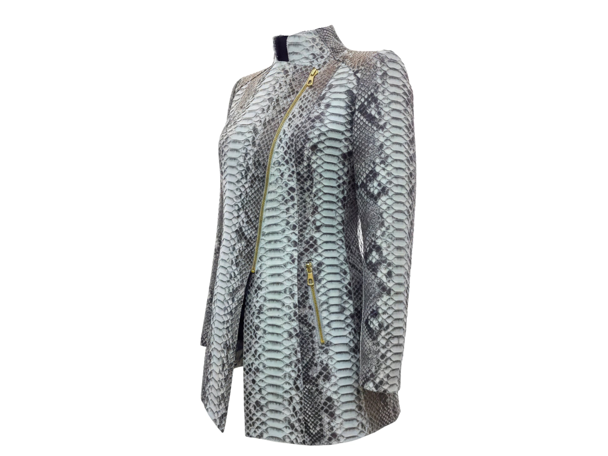 Genuine Python Snakeskin Jacket: Asymmetrical Zip