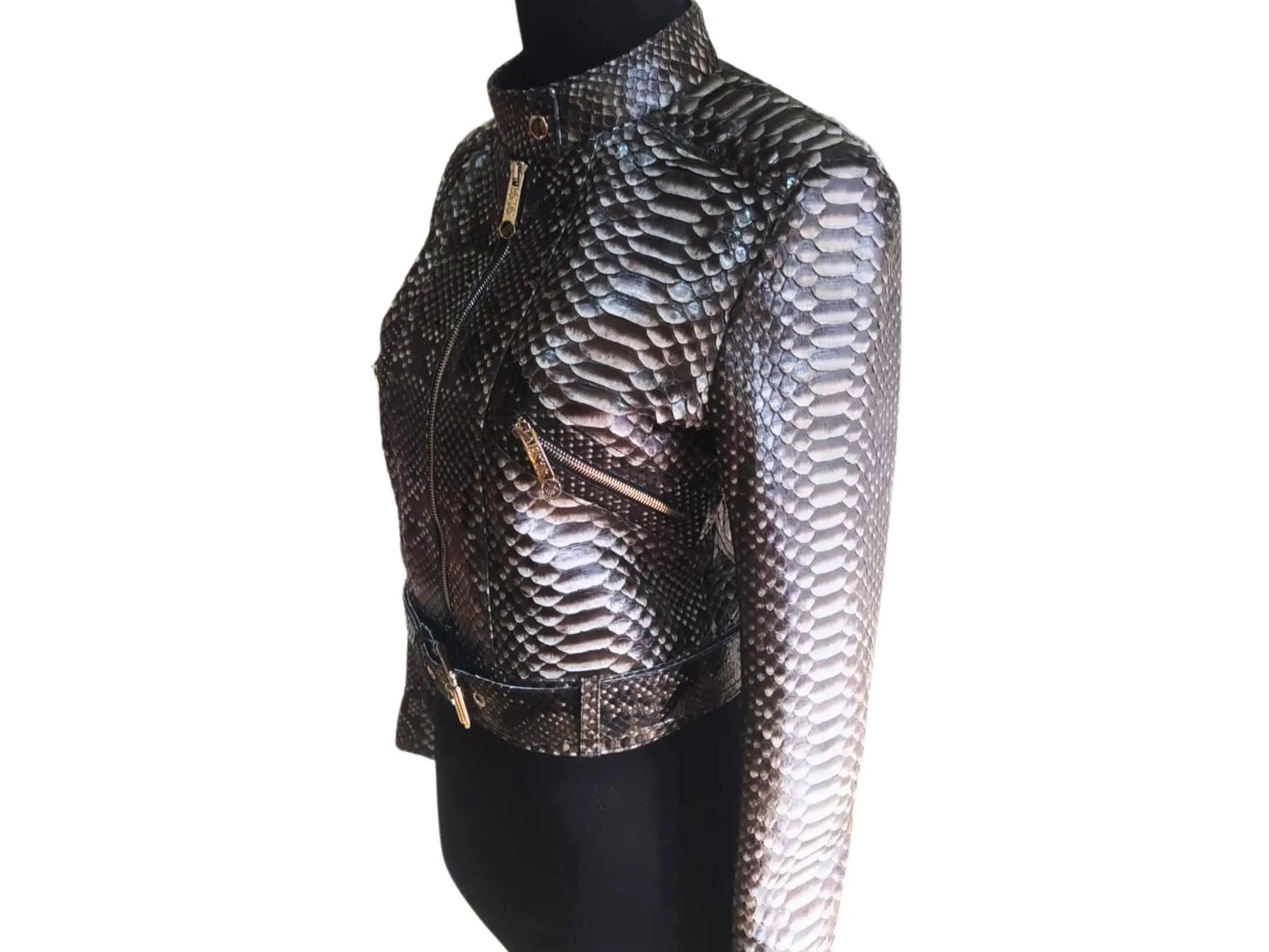 Slim fit Motorcycle Leather Jacket for Women - Python Jacket by LFM Fashion