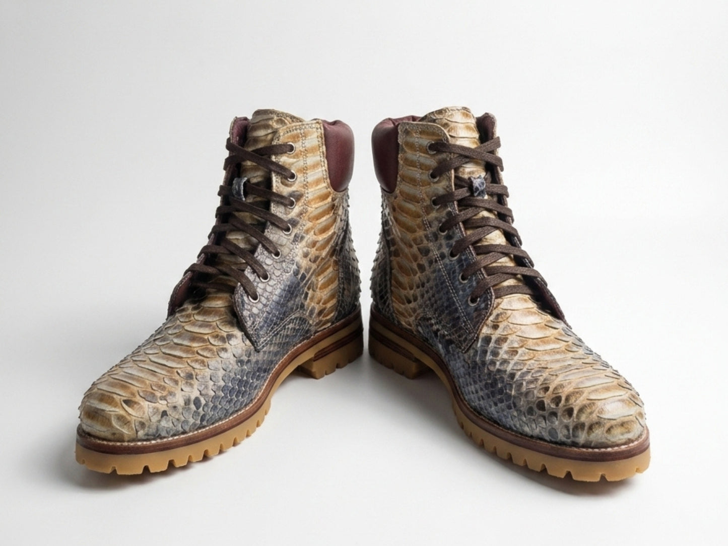 Multi-Color Snakeskin Python Leather Boots